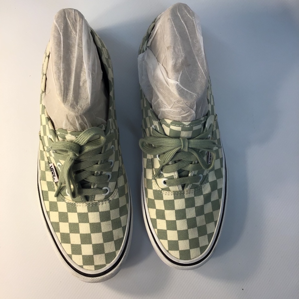Green white checkered vans skateboard shoes 10.5